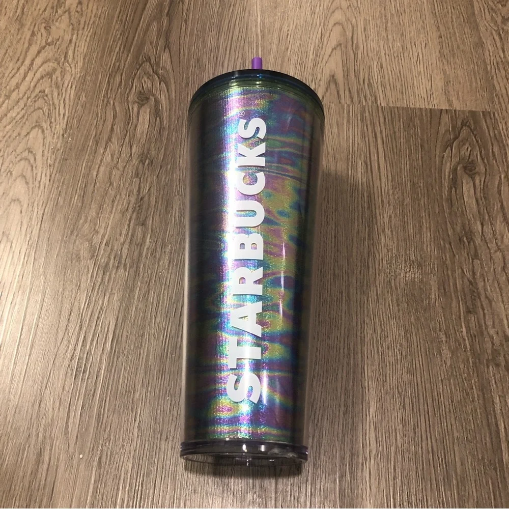 Starbucks Iridescent Oil Slick Cold Cup New Multicolor Venti 24oz 2023 *flaw*